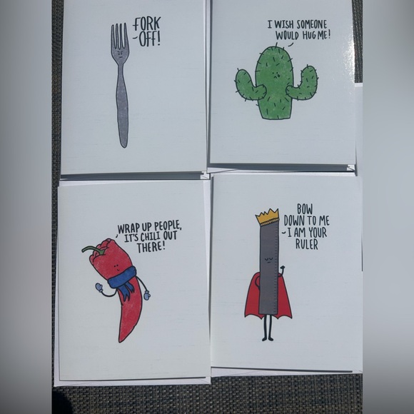 5pk Bundle “blank inside” punny greeting cards - Picture 2 of 4
